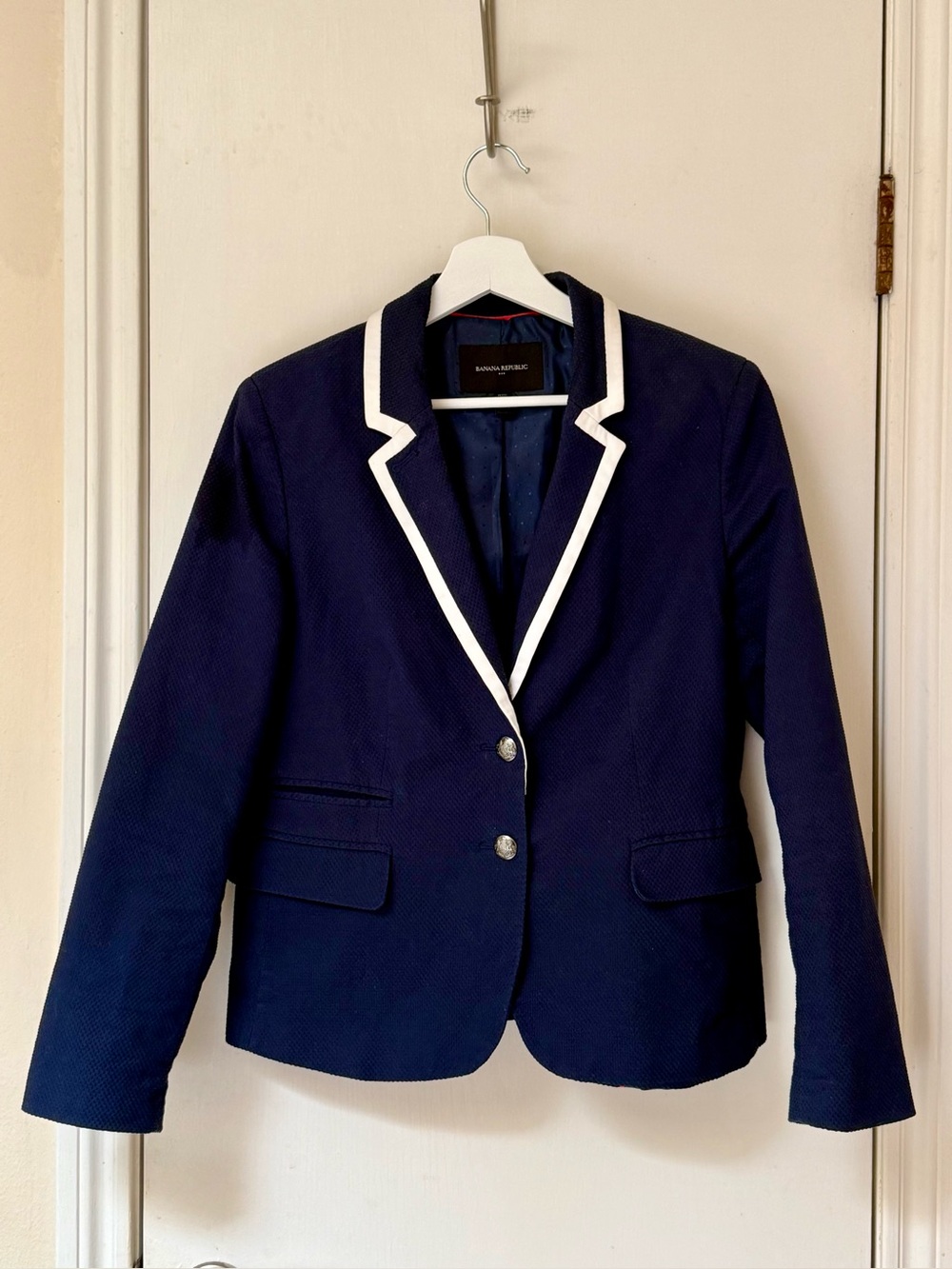 Banana Republic Navy Blazer with White Trim